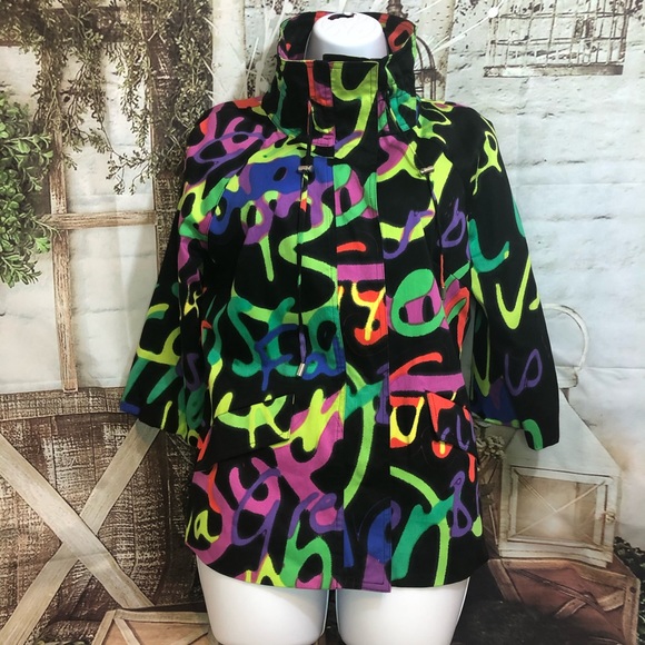 Vintage Berek Jacket Women's small Colorful Abstract Retro Graffiti Art core - Picture 4 of 12